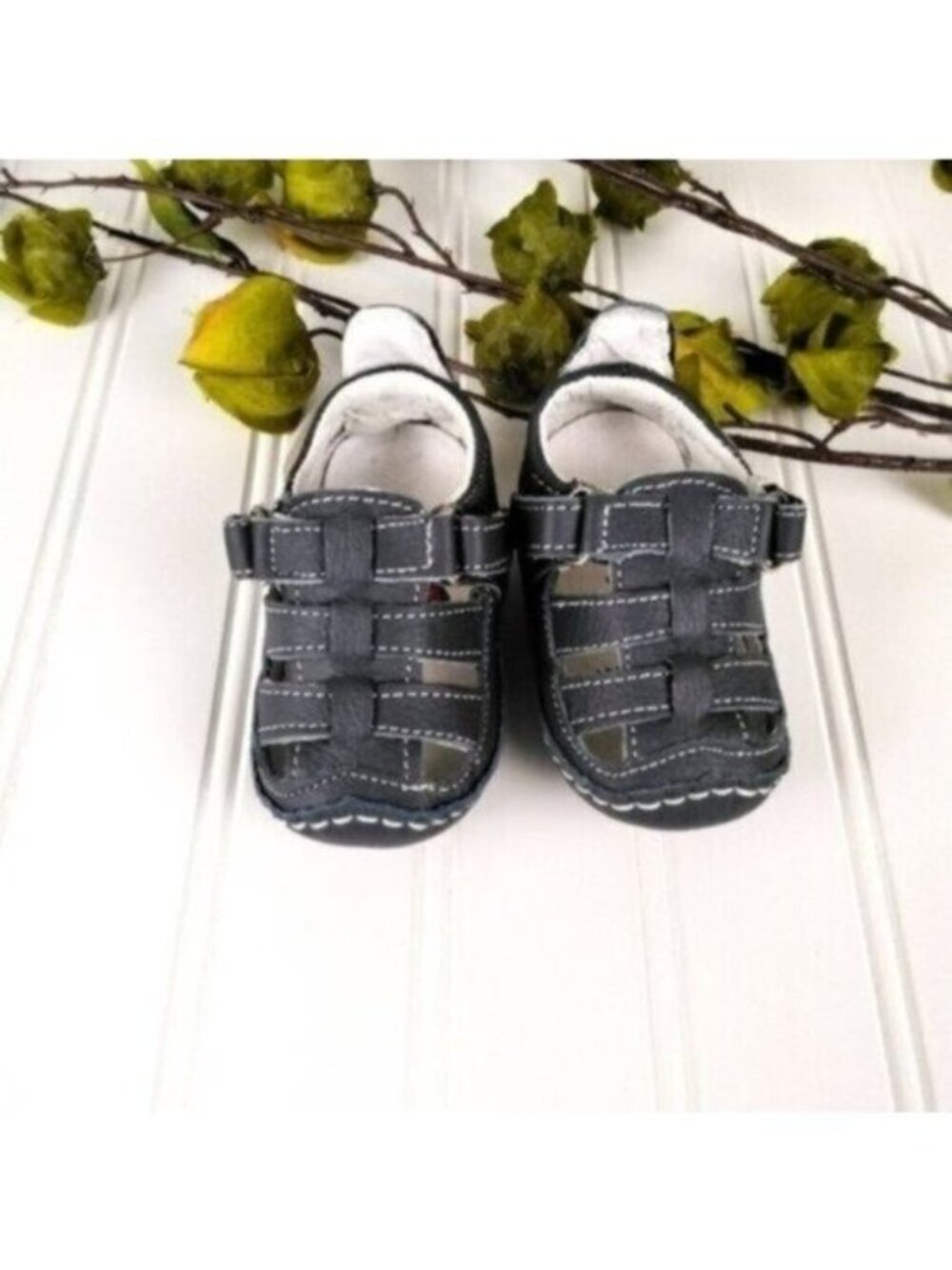 Riley Roos Chessie Leather Baby Sandals Navy XS